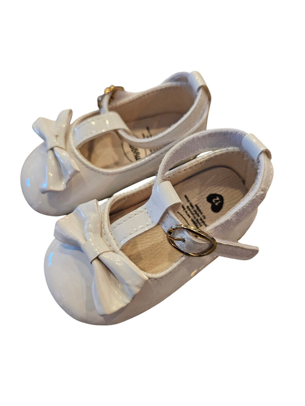 Myggpp Baby Girls Sz 12M Mary Jane Style Patent White Formal Shoes